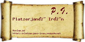 Platzerjanó Irén névjegykártya